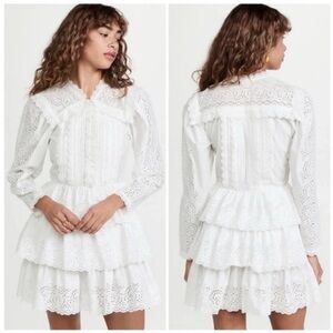 Ulla Johnson White Eyelet Tiered Mini Dress